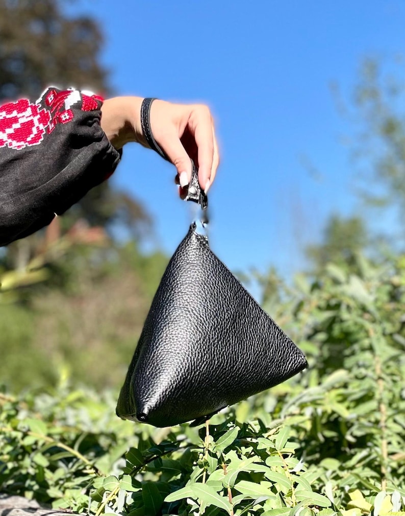 Black lather mini bag