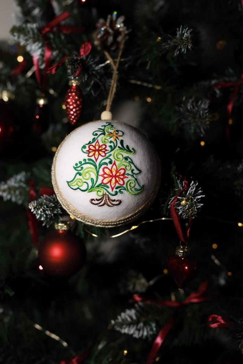 Handmade embroidered Christmas ornament