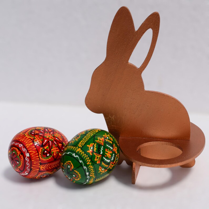 Custom сolor hand painted bunny Easter egg holder for 2 eggs , Wooden rabbit stand, Pysanky display, Spring table centerpiece, Gift decor