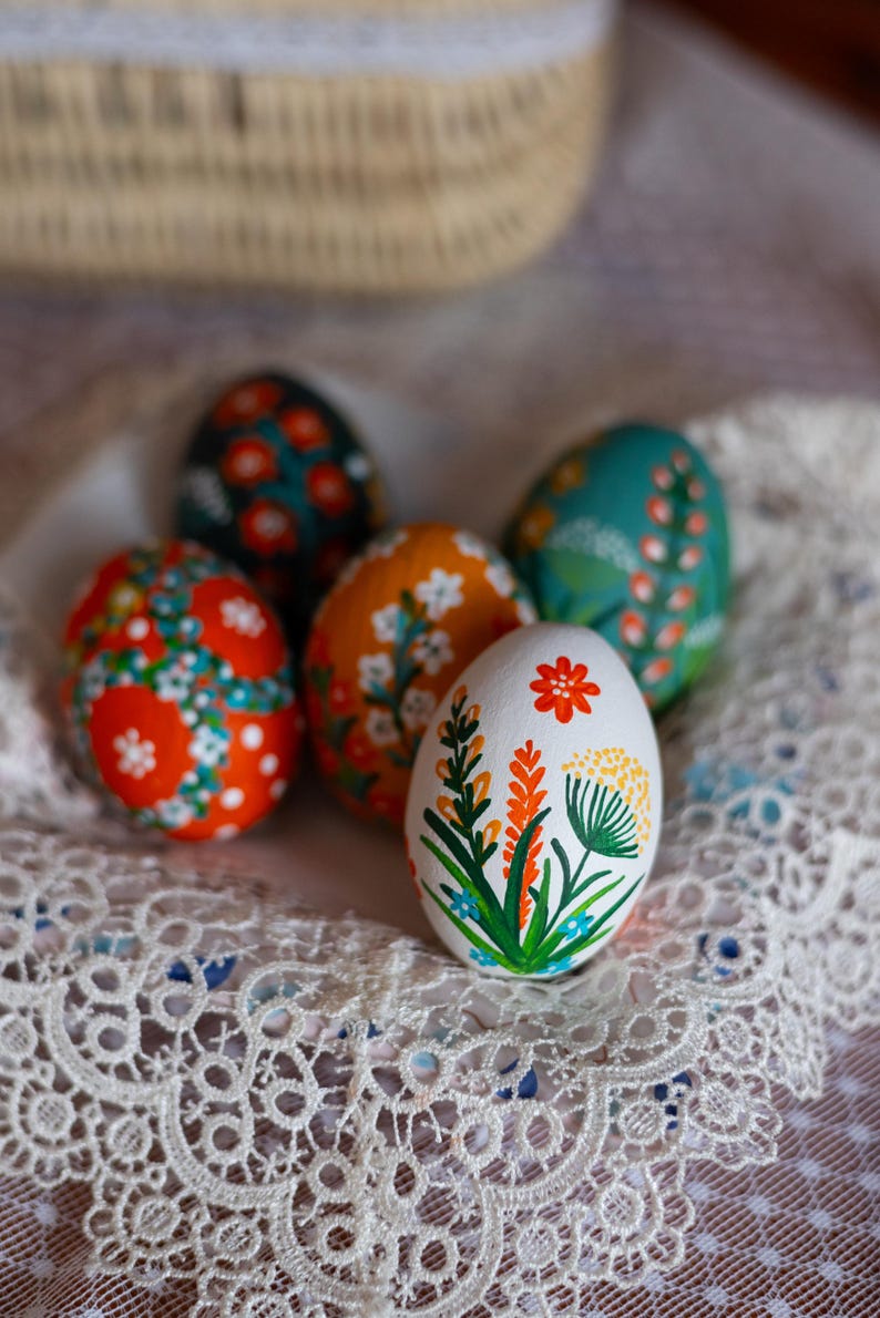 Hand-painted wooden Easter eggs