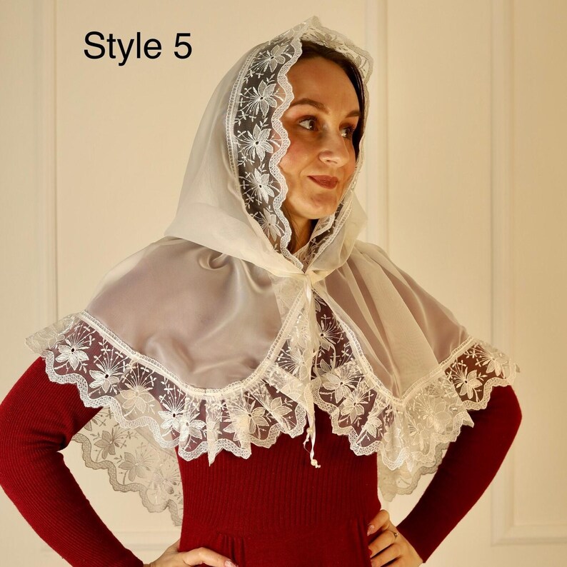 Milky Chiffon Lace Head Scarf for Women, Floral Lace Shawl Veil, Elegant Lightweight Head Covering, Vintage Style Fashion Accessory