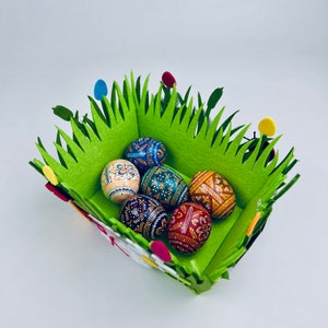 Set of 6 Easter wood eggs, Hand painted wooden eggs, Easter basket eggs, Decorative Easter eggs, Ukrainian traditional Pysanka, Easter gift immagine 10