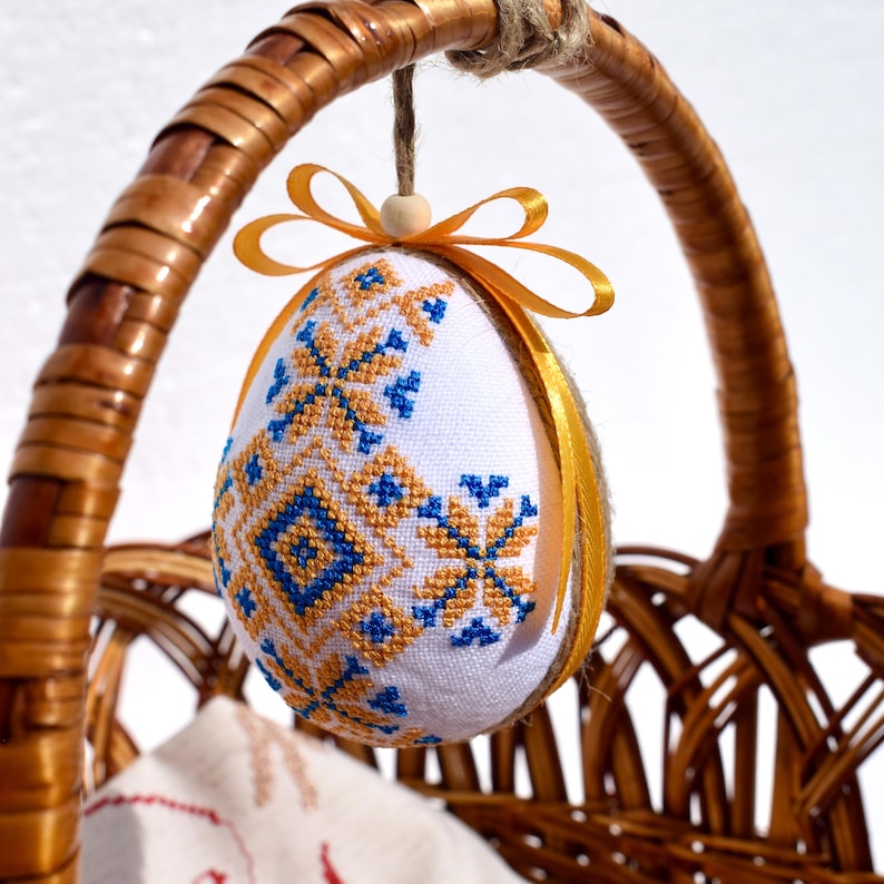Handmade embroidered Easter egg ornament