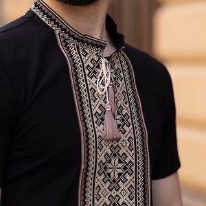 Black cotton embroidered shirt