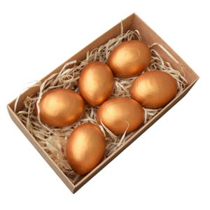 Set of 6 decorative wooden eggs hand painted in shiny gold finish