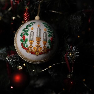 Handmade embroidered Christmas ornament