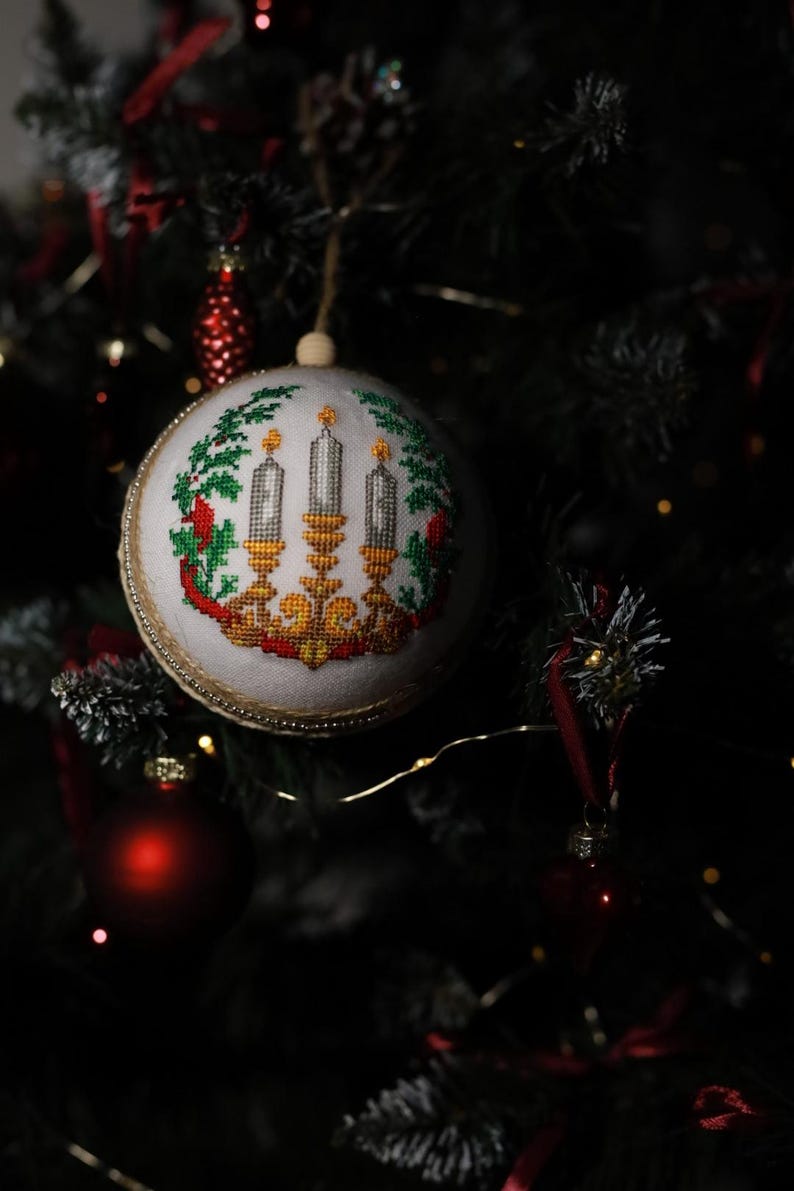 Handmade embroidered Christmas ornament