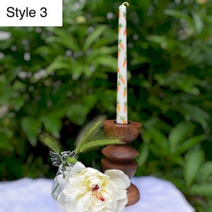 Hand painted taper candles, 22 cm dinner candles with bees, carrots, lemons, blueberries, avocados & nests, Spring decor, 2 cm base