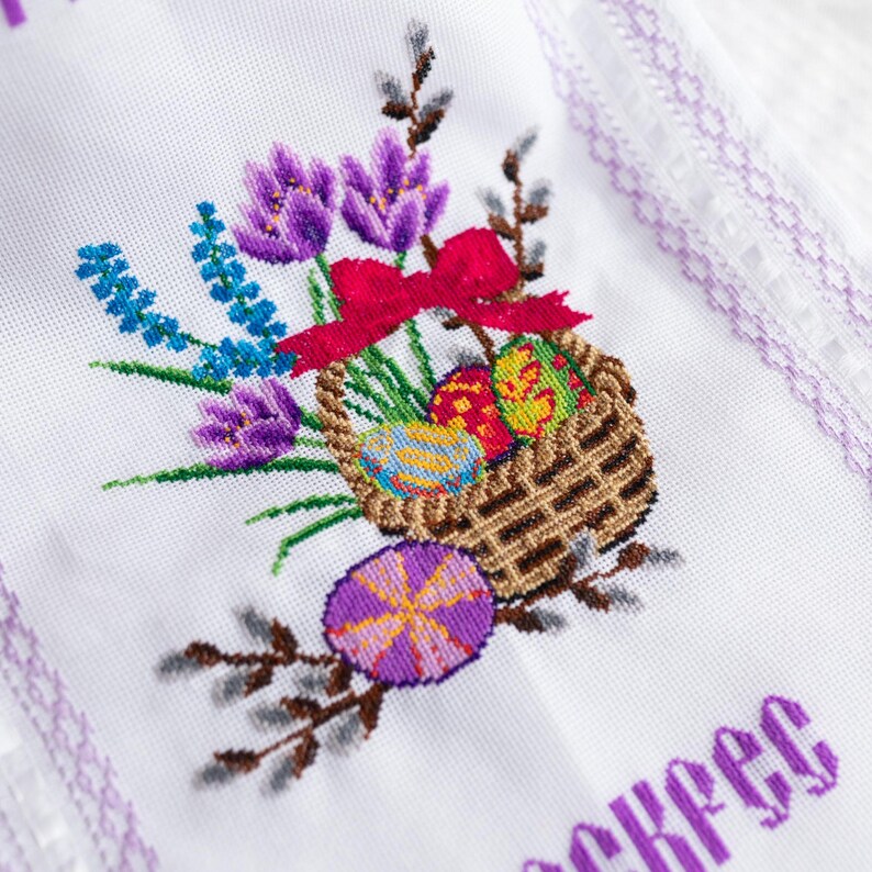 Handmade embroidered Easter towel