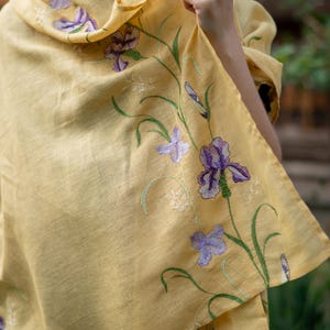 Embroidered linen shawl