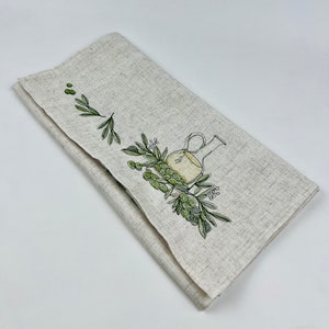 Olive Embroidered Runner, Linen Italian Rug, Vegetable Kitchen, Kitchen Tuscan Decor, Olive Branch Table Topper image 6