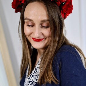Handmade red floral headband