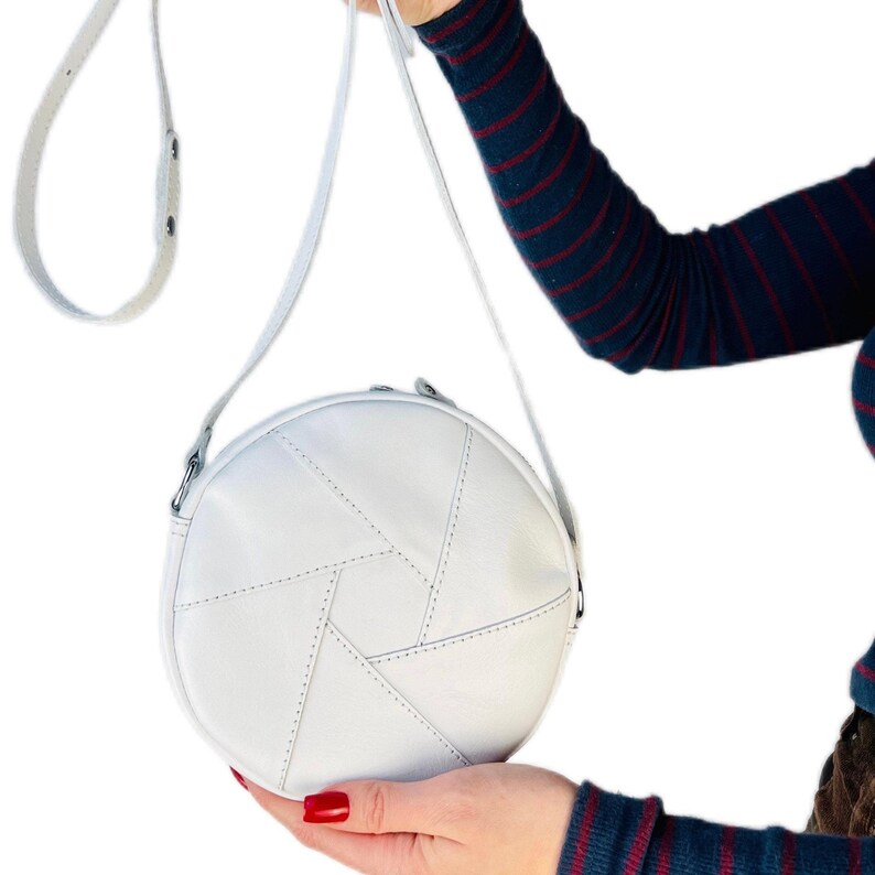 Chic white leather cross-body bag
