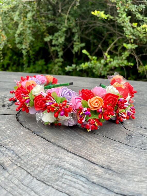 Ukrainian headband Green Ukraine Vinok Fake flower crown Rustic floral crown Fest hairpiece Ukraine flower crown National Vinok Etsy France