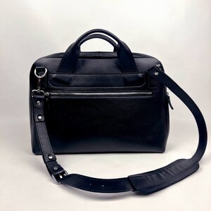 Handmade Black Leather Weekender / Work Bag – Wide-Mouth Zip, Removable Shoulder Strap, Minimalist Travel Duffel, Gift for Him