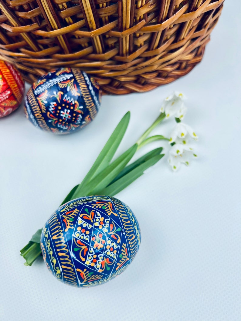Set of 6 Easter wood eggs, Hand painted wooden eggs, Easter basket eggs, Decorative Easter eggs, Ukrainian traditional Pysanka, Easter gift immagine 11