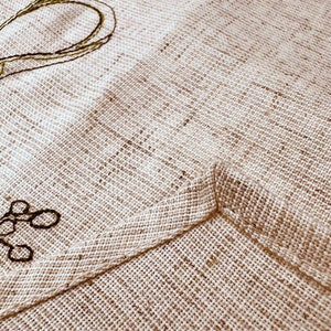 Linen beige runner with greek embroidery, Italian linen table runner with olives, Housewarming gift, Dining runner, Easter table runner image 7