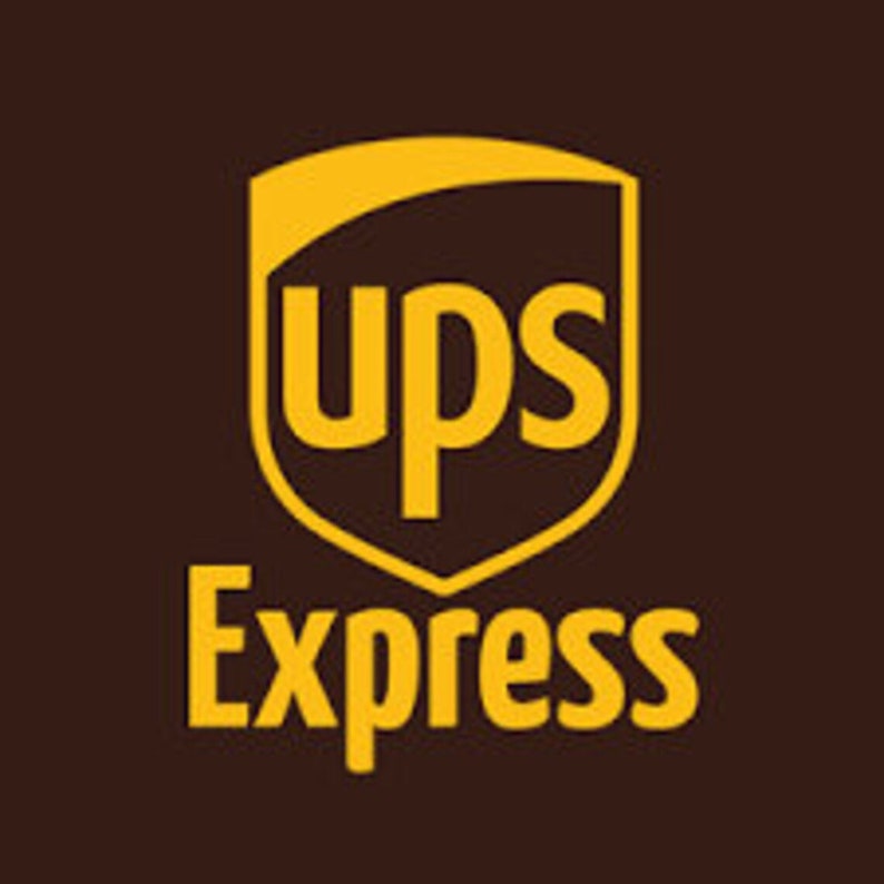 May include: A brown and gold logo for UPS Express. The logo features a shield shape with the letters UPS in all caps inside. The words "Express" are below the shield.