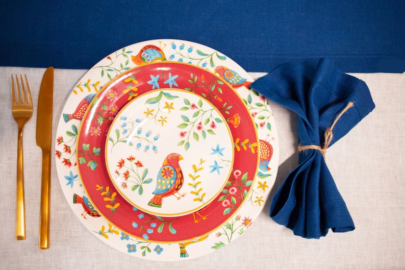 Set of 4 Navy Blue Linen Napkins, Soft Dining Napkins image 4