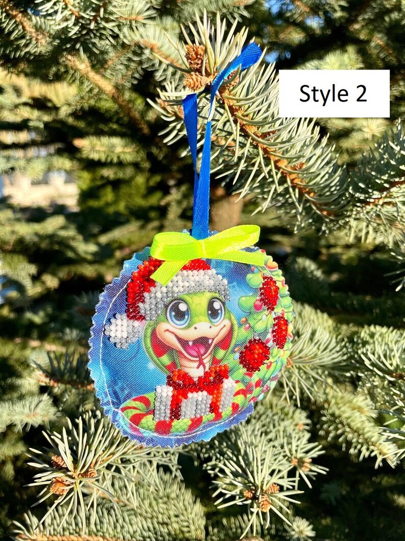 Handmade beaded Christmas ornament