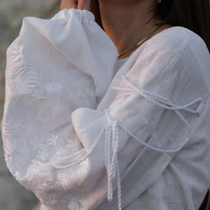 White linen embroidered blouse
