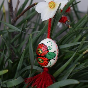 Mini hand painted floral Easter egg ornaments with tassel