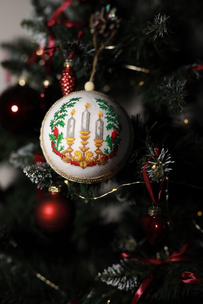 Handmade embroidered Christmas ornament