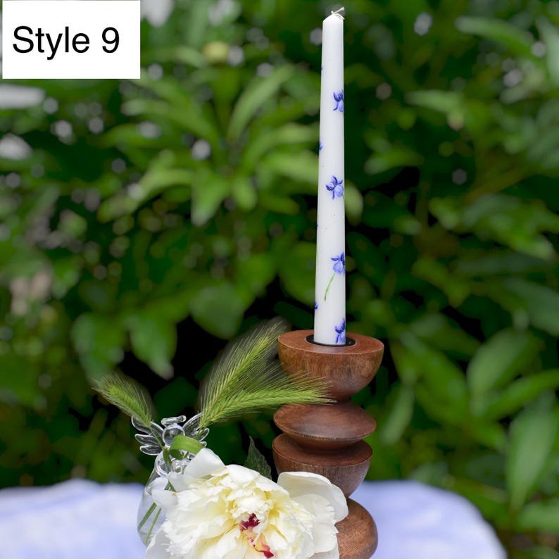 Hand painted taper candles, 22 cm dinner candles with bees, carrots, lemons, blueberries, avocados & nests, Spring decor, 2 cm base