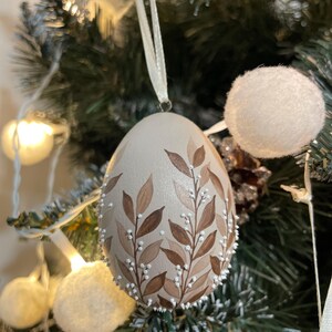 Hand painted decorative egg ornaments, Symbolic hanging decorations, Floral spring ornaments for home decor