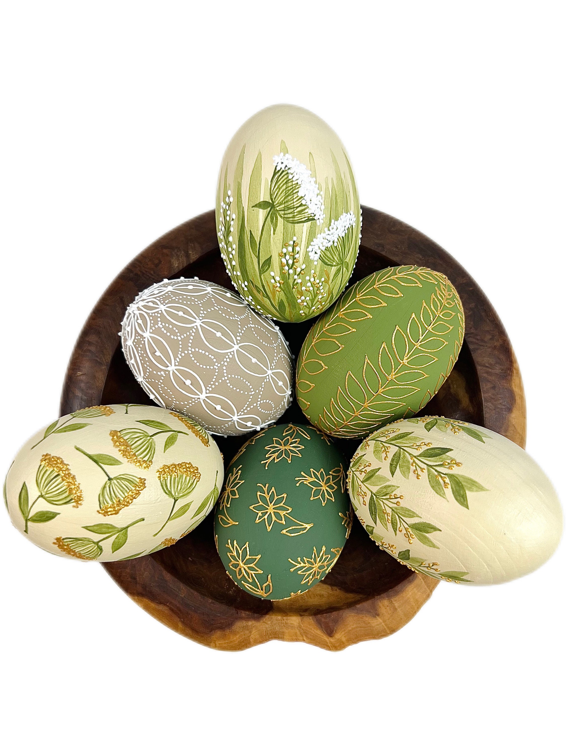 Set 6 Easter Wooden Eggs, Ukrainian Traditional Pysanky, Hand Painted ...