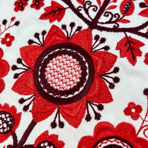 Embroidered red and white Slavic towel