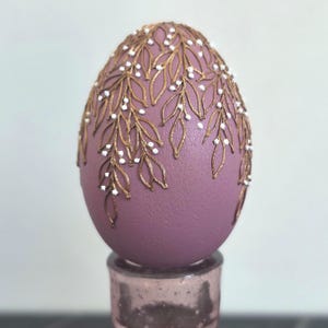 Spring home decor egg set in pink tones, Hand painted floral eggs, Artisan table accent