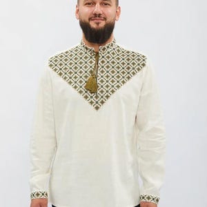Traditional men's embroidered Ukrainian shirt