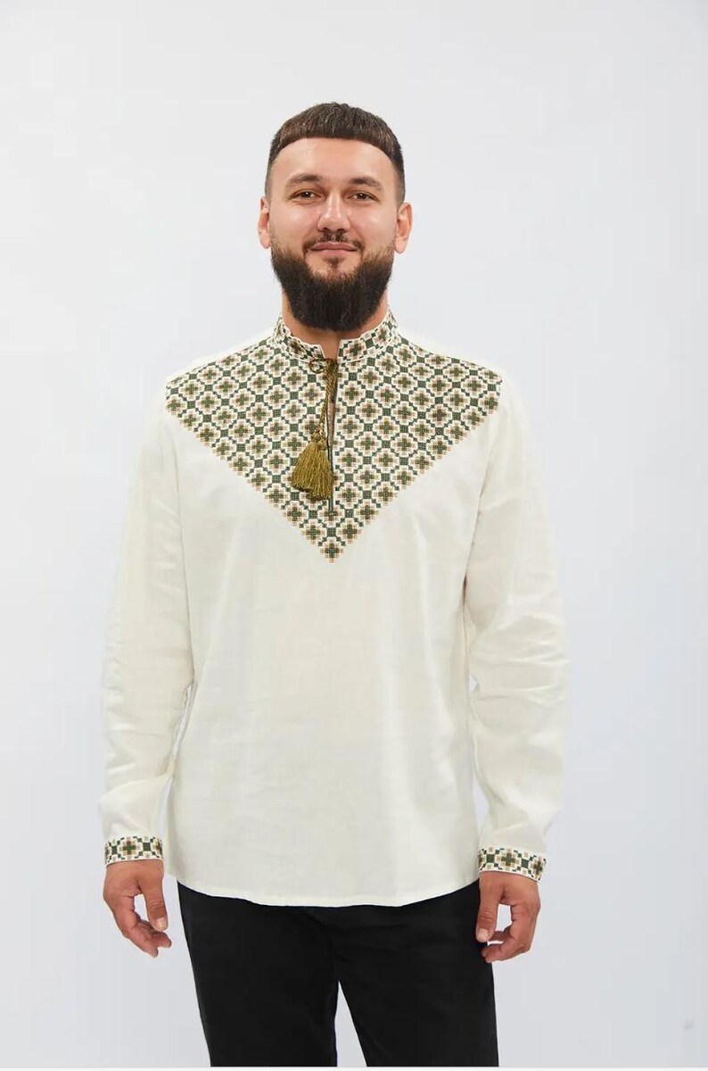 Traditional men's embroidered Ukrainian shirt