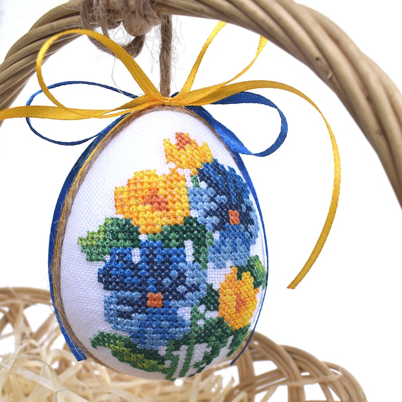 egg ornaments with colorful floral designs