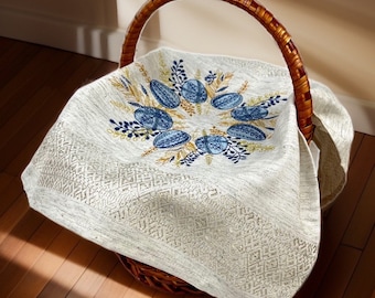 Housse de panier de Pâques, housses de panier de Pâques, serviette orthodoxe avec broderie d'oeufs, serviette brodée de Pâques, décoration de table de Pâques brodée