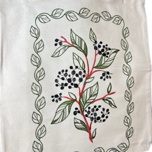 Cotton bag with blooming elderberry embroidery, Eco shopping bag, Beige tote bag, Cotton embroidery shoulder bag, Boho tote bag, Hippie bag imagen 5
