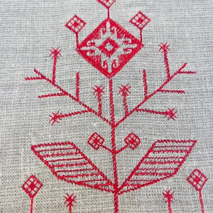 Embroidered Linen Drawstring Bag, Reusable Dry Goods Pouch, Organic Kitchen Storage (19×26 cm) imagen 3