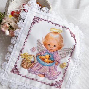 Easter Basket cover with beaded angel design