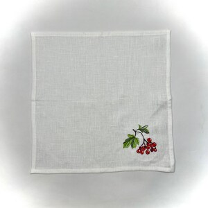 Embroidered Linen Napkins Set with Bread Basket