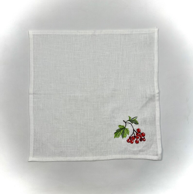 Embroidered Linen Napkins Set with Bread Basket