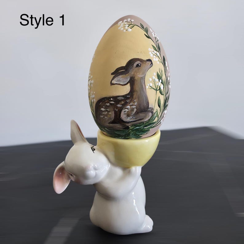 Hand painted easter egg with deer, decorative easter egg, woodland animal egg, spring home decor, easter gift idea