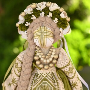 Handmade Motanka doll in traditional style, Rustic slavic folk decor, Unique artisan gift for home or cultural display image 3