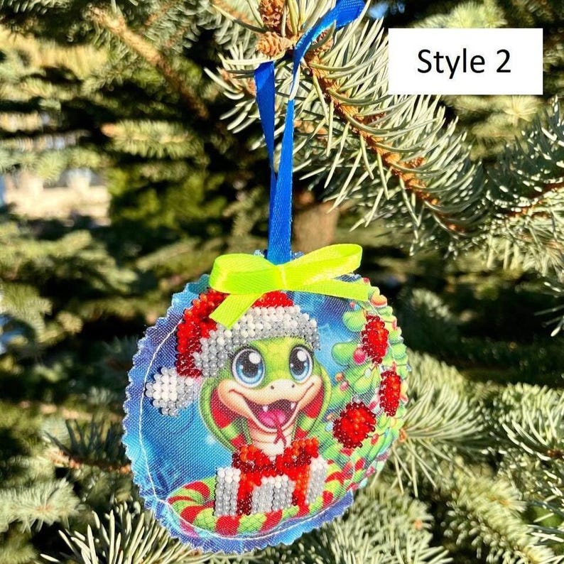 Handmade beaded Christmas ornament