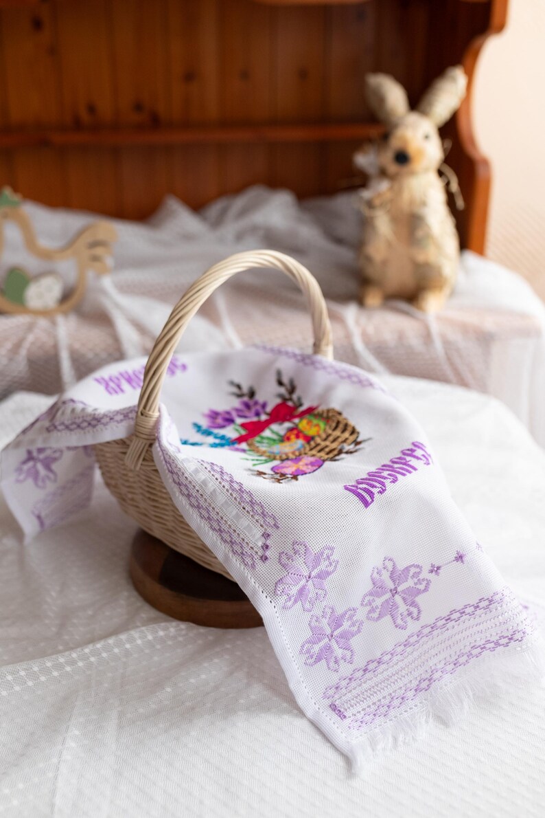 Handmade embroidered Easter towel