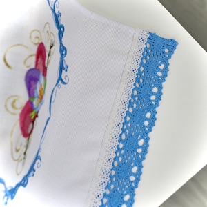 Orthodox Easter Basket Cover Towel with XB Embroidery, Lace Trim, Floral Eggs and Pussy Willow, Slavic Rushnyk for Blessing & Decor