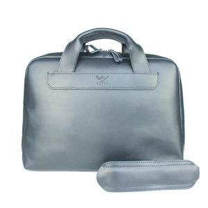 Handmade Black Leather Weekender / Work Bag – Wide-Mouth Zip, Removable Shoulder Strap, Minimalist Travel Duffel, Gift for Him