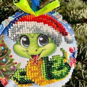 Handmade beaded Christmas ornament