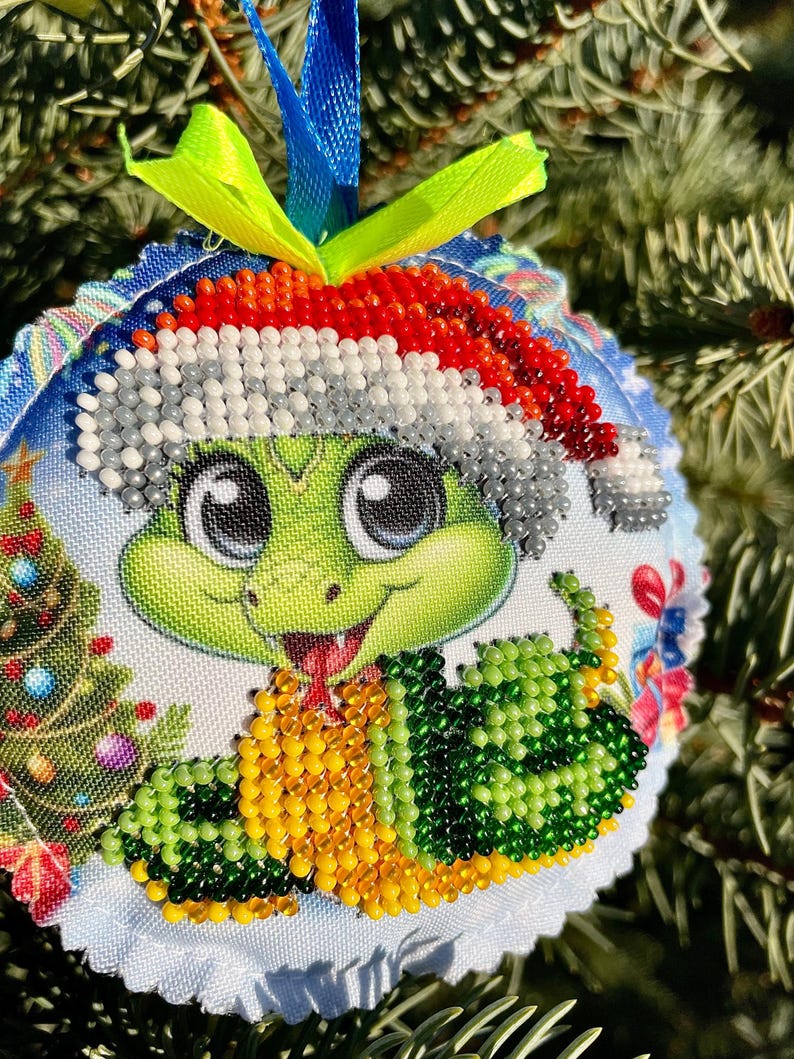 Handmade beaded Christmas ornament