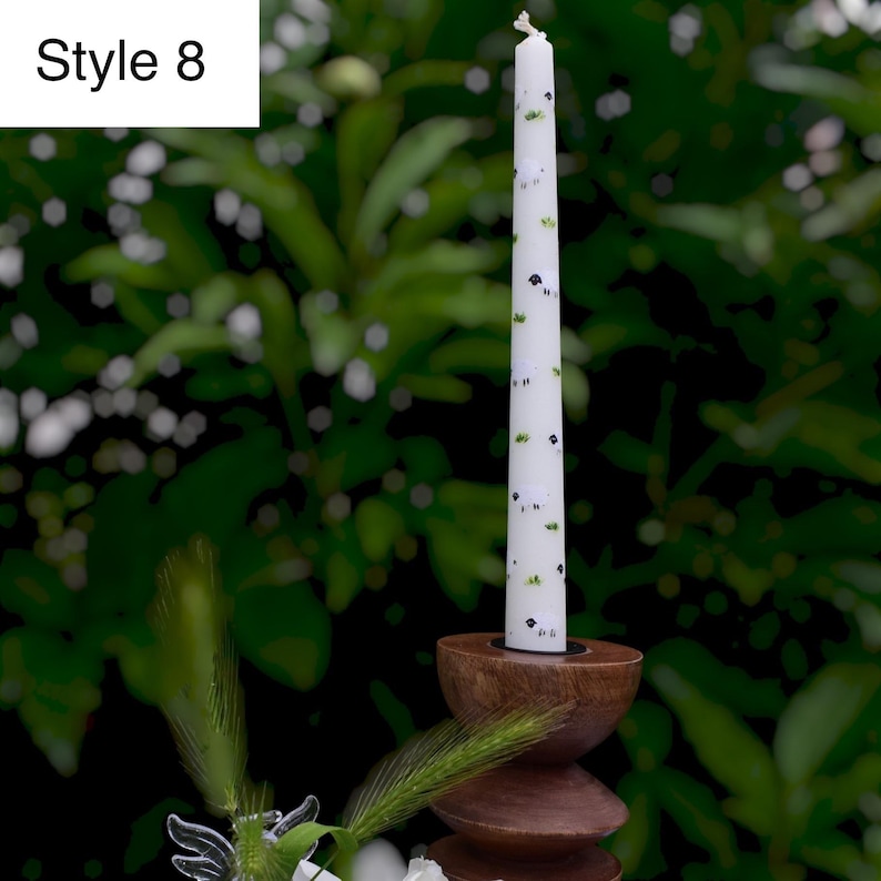 Hand painted taper candles, 22 cm dinner candles with bees, carrots, lemons, blueberries, avocados & nests, Spring decor, 2 cm base